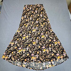 American Eagle Black Floral Maxi Skirt Size 2 Boho Cottage Core